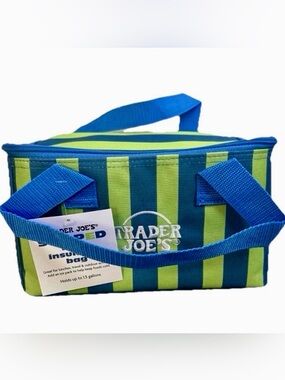 Trader Joe's Blue/Green 💙💚 Striped Mini Insulated Bag LIMITED EDITION 2026